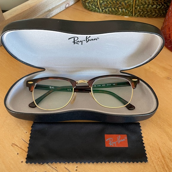 Ray-Ban Clubmaster Unisex Tortoise & Gold Eyeglass Frames - Picture 2 of 10